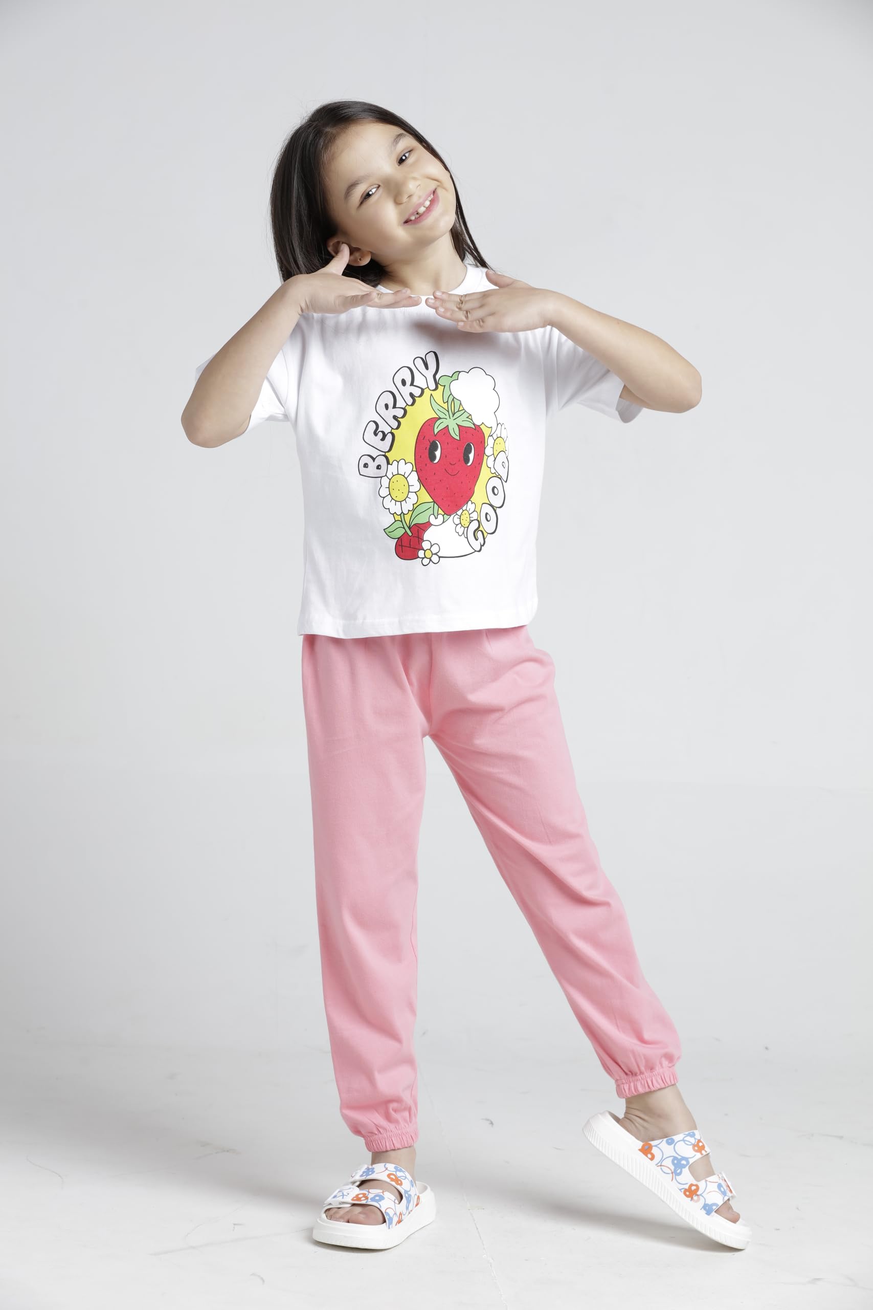 T2F Conjunto de ropa de algodón estampado de camiseta y pantalón para niñas (paquete de 3)