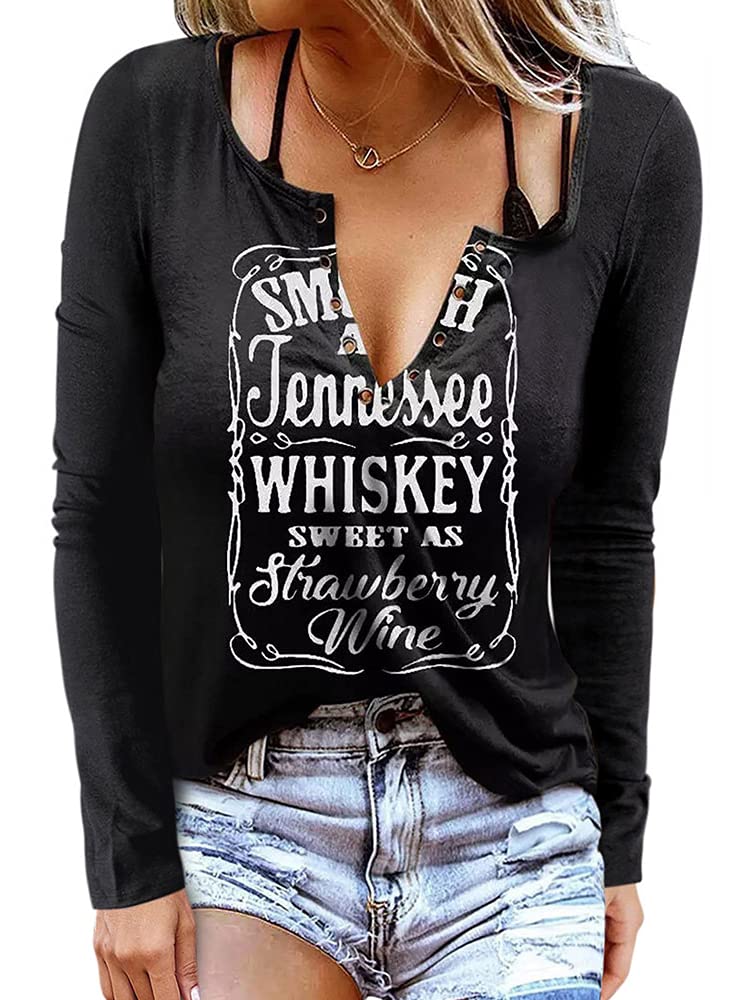 Woxlica Smooth As Tennessee Whiskey Country Music Shirt Sleeveless Women V Neck Tank Top