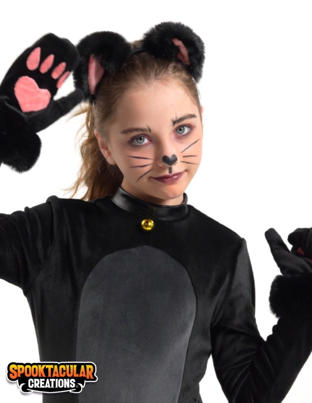 Disfraz completo de niña Gato Negro suave para Halloween miniatura 7