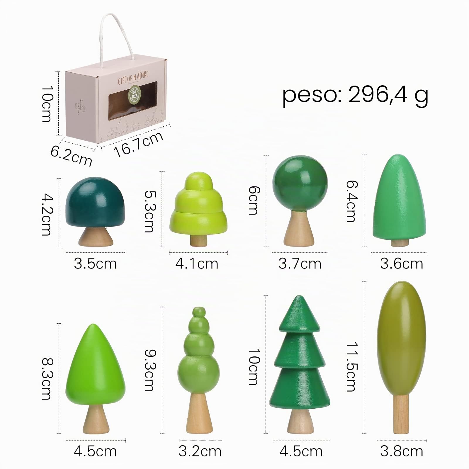 Youuys Set di 8 Giocattoli in Legno per Albero di Legno, Alberi di Bosco, Montessori, Giocattoli a Partire da 1 Anno, creativi per Bambini, Arte Fai da Te, Decorazione Natalizia, Soggiorno, Giardino
