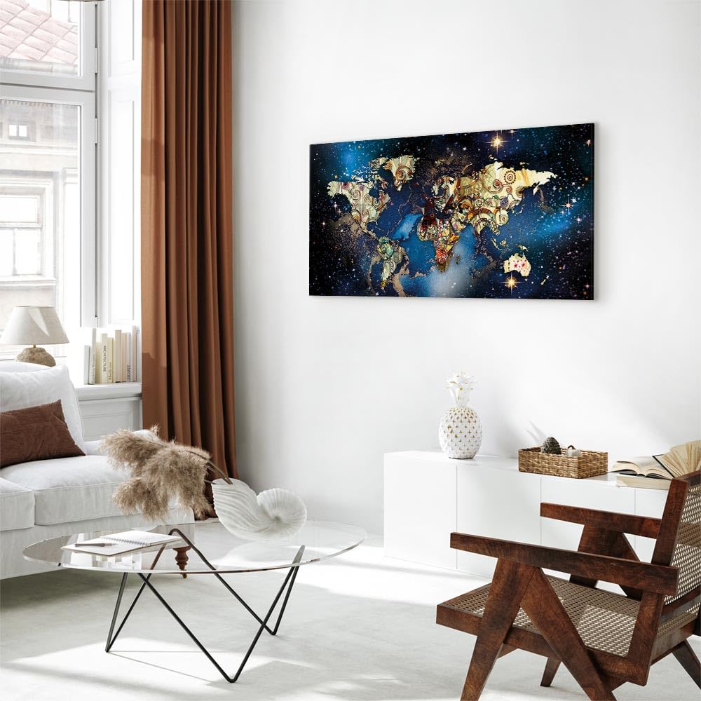 murando - Quadro Moderno per Soggiorno, Mappa del Mondo, 140x70 cm