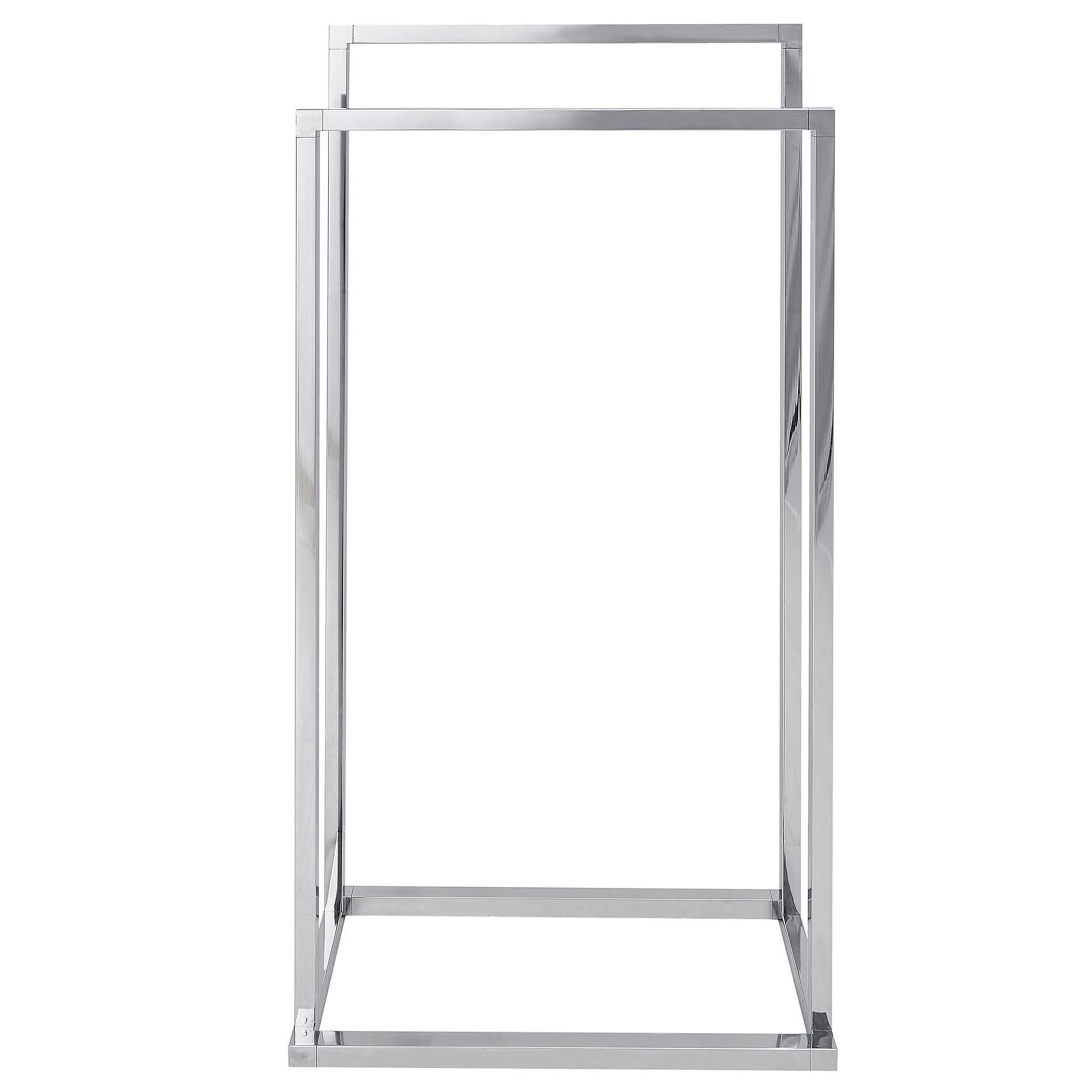 Toallero de Acero Plateado Brillante 2 rieles Accesorios de baño Estante de Almacenamiento de Toallas de pie diseño Moderno Recreo