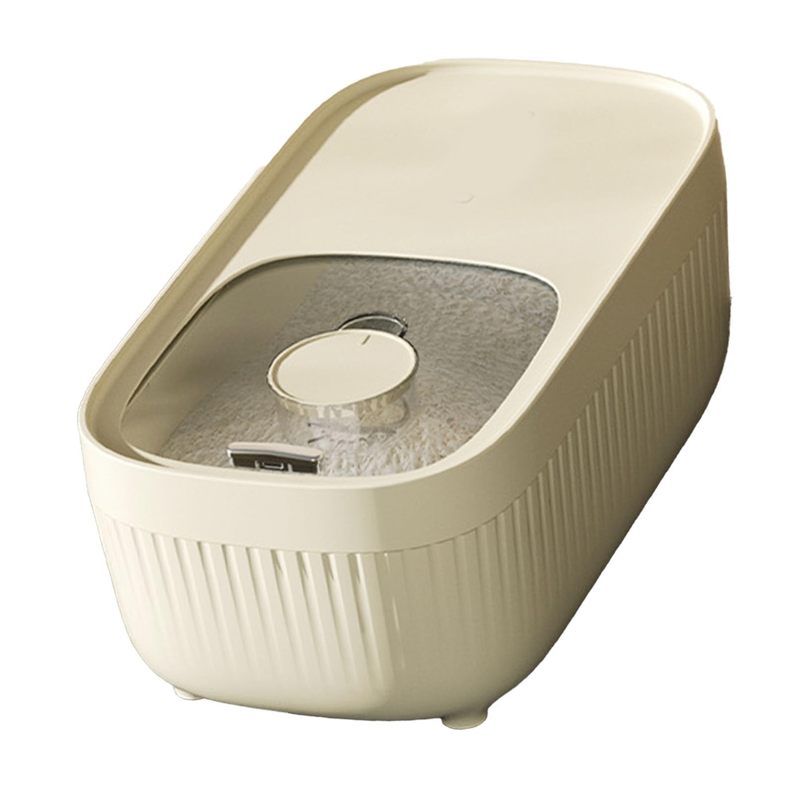 Rice Bins, Sealed Cream White Clearly Visible Scale Rice Storage Container for Restaurant (S (33x21x25cm/13x8.3x9.8in))