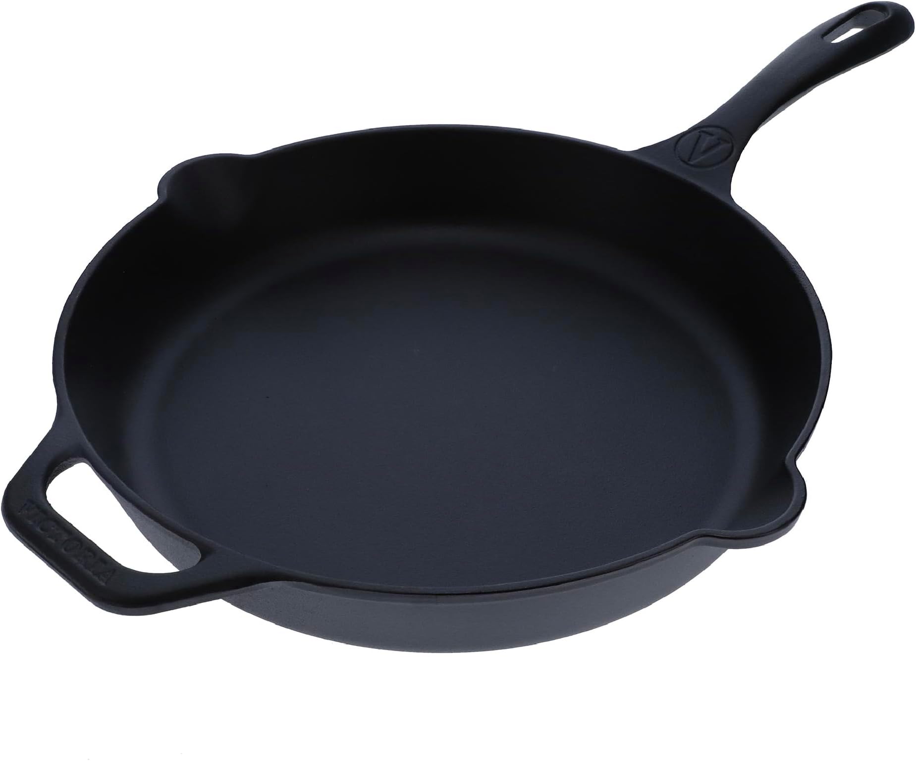 Pre-Seasoned Cast Iron Skillet, 12 Inch | Heavy Duty Frying Pan with Long Handle & Helper Handle | Naturally Non-Stick | For Steak, Eggs, Chicken & Vegetables | Induction, Gas, Oven, BBQ Safe