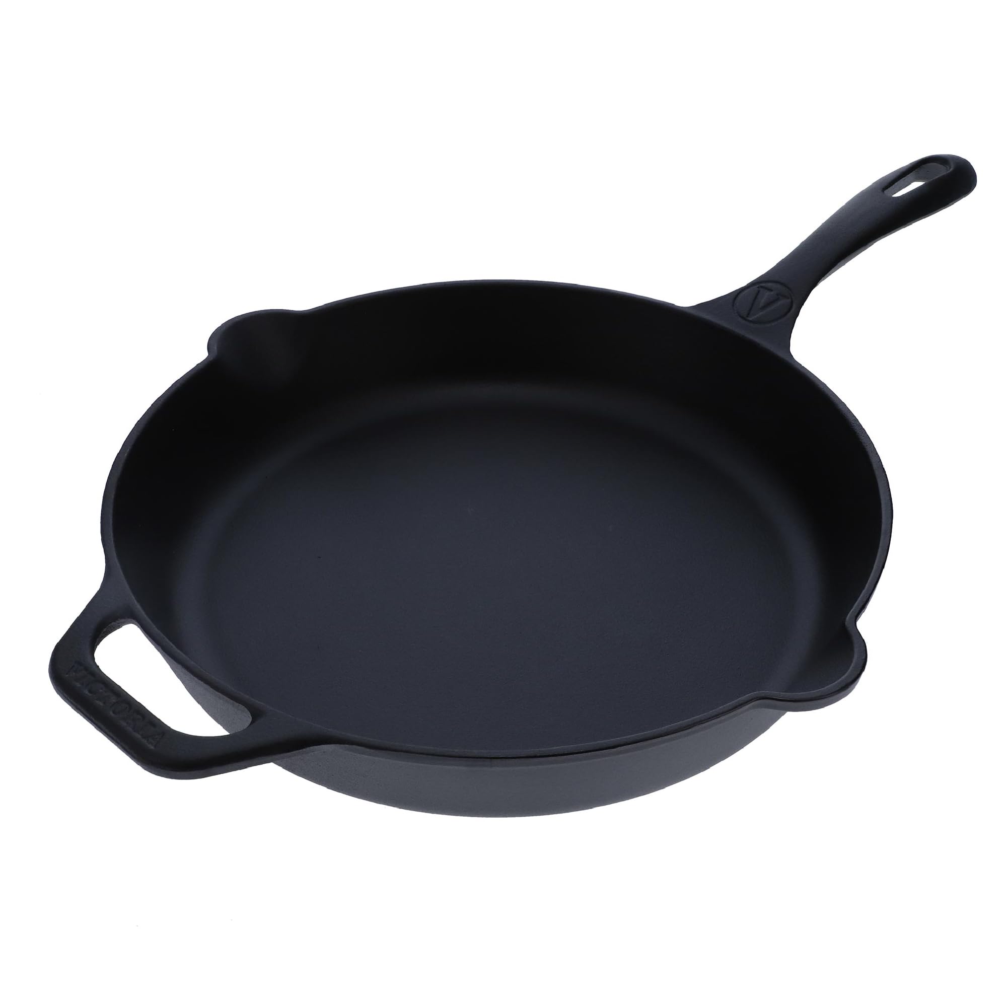 Victoria 12-Inch Cast Iron Skillet, Pre-Seasoned Cast-Iron Frying Pan with Long Handle, Made in Colombia