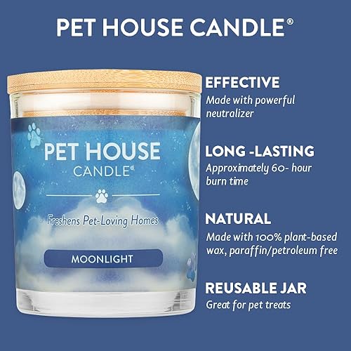 Miniatura 4 de One Fur All, Pet House - Vela 100% cera de soja, eliminador de olores de mascotas para el hogar, velas aromáticas, no tóxicas y ecológicas (paquete