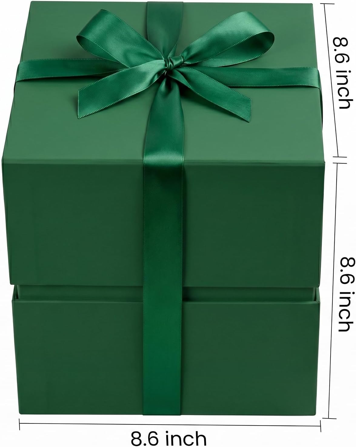 LIFELUM Dark Green Gift Box for Christmas with Magnetic Lid, 8.6"x8.6"x8.6" image 2