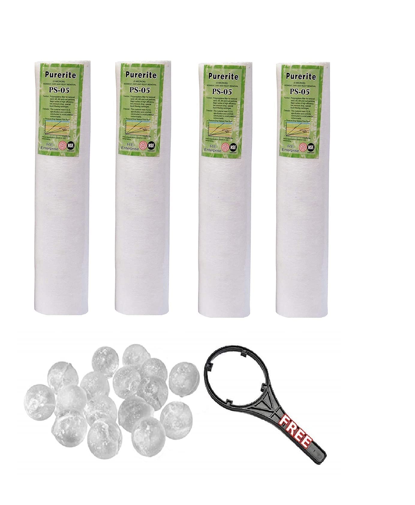 Care & Made® 10 inch PP Spun Filter Candle Set with 1 Spanner and 4pcs Antiscalant Balls for All Type RO Water Purifier 10 inch (4)-image-42