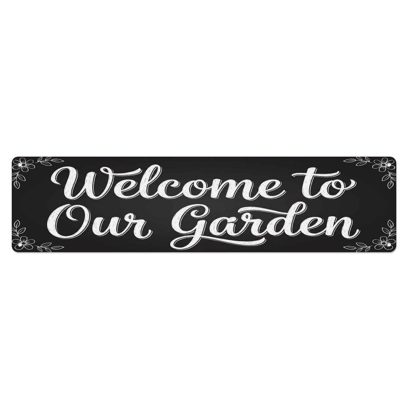 Vintage Welcome to Our Garden Chalkboard Metal Tin Sign