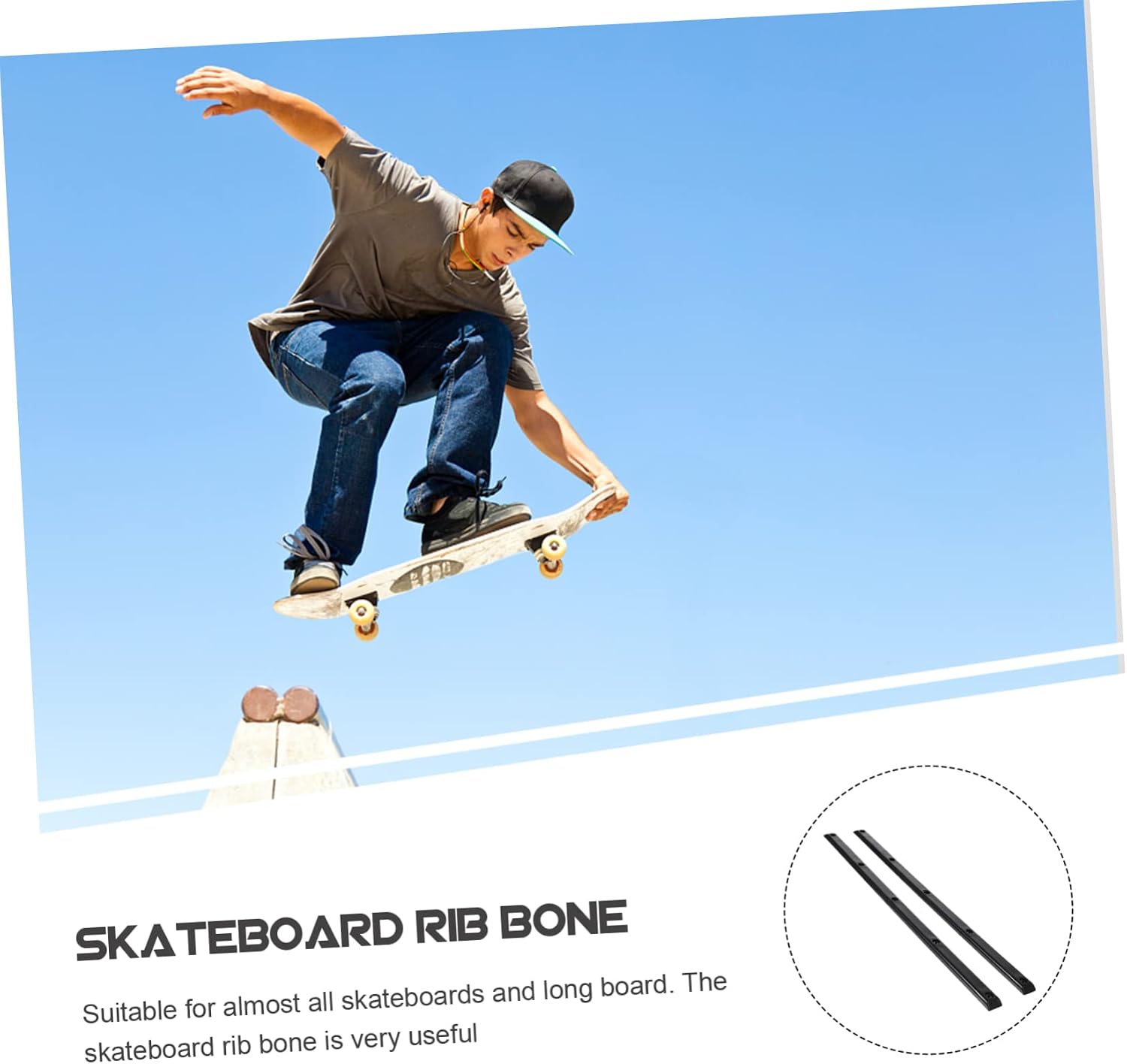 Outanaya Skateboard Bumper Longboard Replacement Replaceable Skateboard Rib Bone Professional Rib Bone Rail