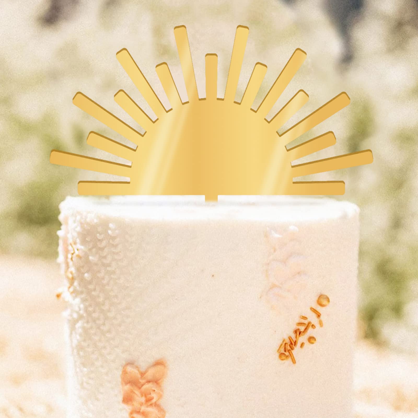 Huray Rayho Sun Acrylic Cake Topper Boho Theme Mirror Cake Topper for Photo Booth Props You Are My Sunshine Birthday Party Supplies First Trip Around the Sun Party Decoration