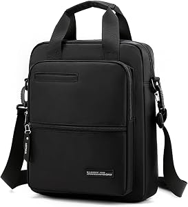 Men's 14-inch Laptop Messenger Bag Nylon Large Shoulder Bag Business Waterproof Casual Black Crossbody for Work Travel Outdoor