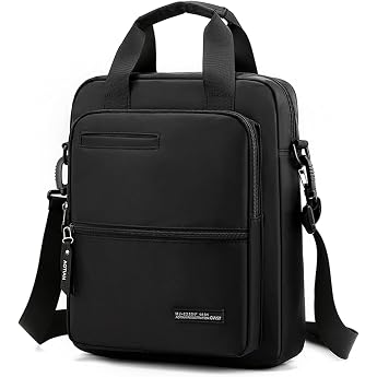 zhongningyifeng Men's 14 Inch Laptop Messenger Bag Nylon Large Shoulder Bag Business Waterproof Casual Black Crossbody Bag for Work Travel Outdoor