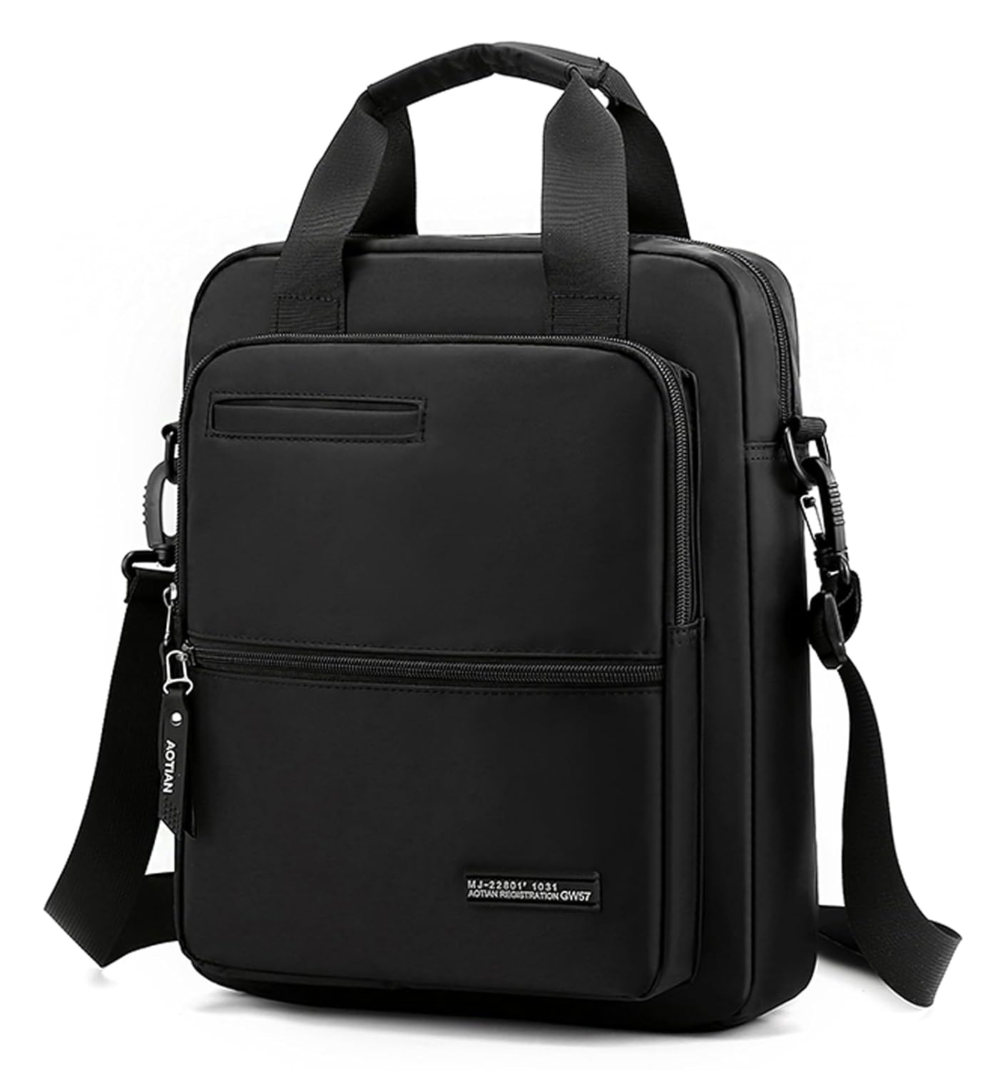 zhongningyifeng Mens 14-inch Laptop Messenger Bag Nylon Large Shoulder Bag Business Waterproof Casual Black Crossbody Bag for Work