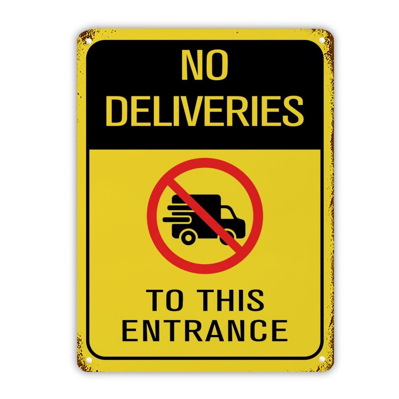 No Deliveries To This Entrance Signs Warning Caution Sign Safety Sign Traffic Road Sign Aluminum Indoor Or Outdoor Signs For Home Office Work 8X12 Inches