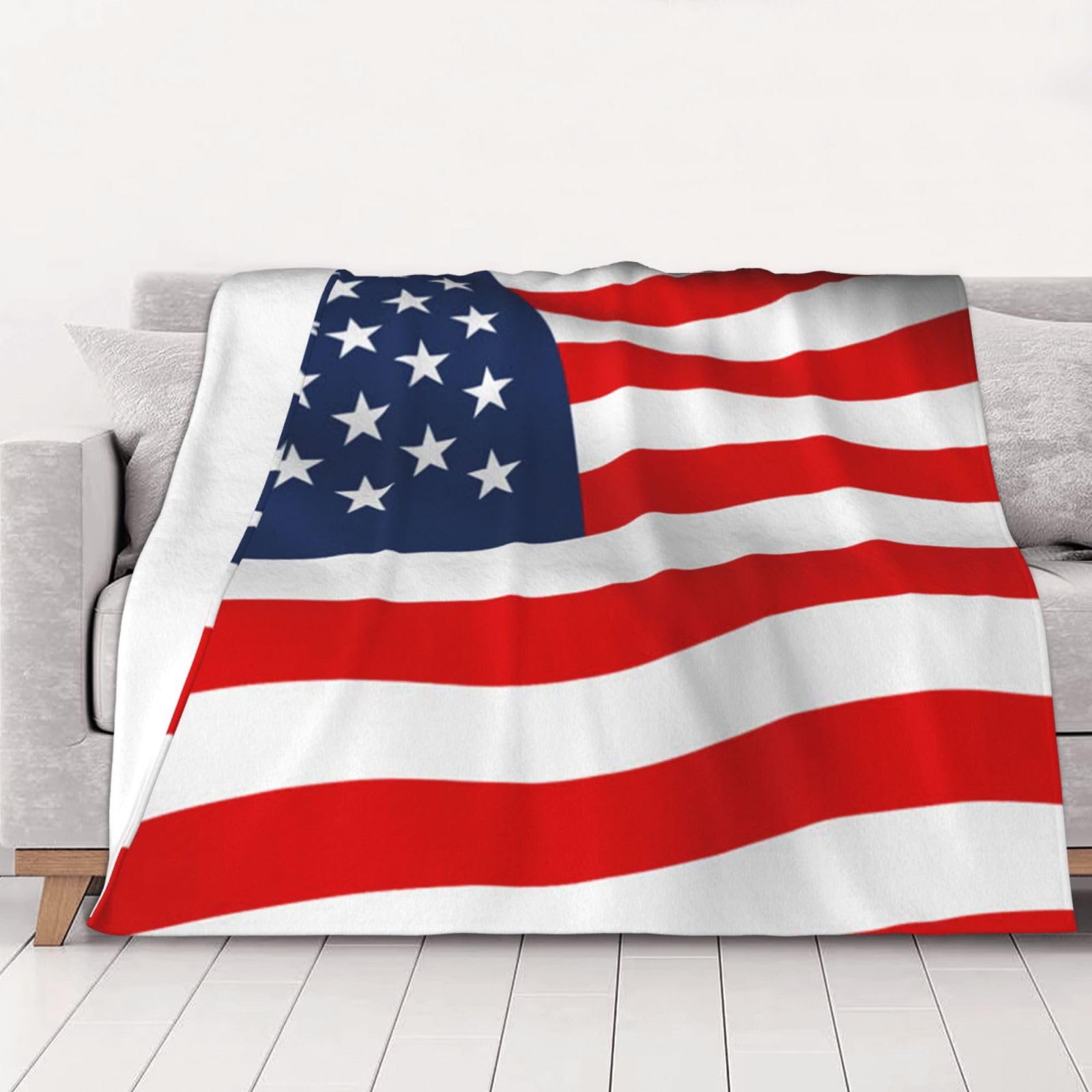 AUBKFELD American Flag Patriotic Printed Flannel Blanket 102x76 CM, Soft & Warm Throw Blanket for Sofa/Couch/Bed/Car, Gifts for Audlts Women Men