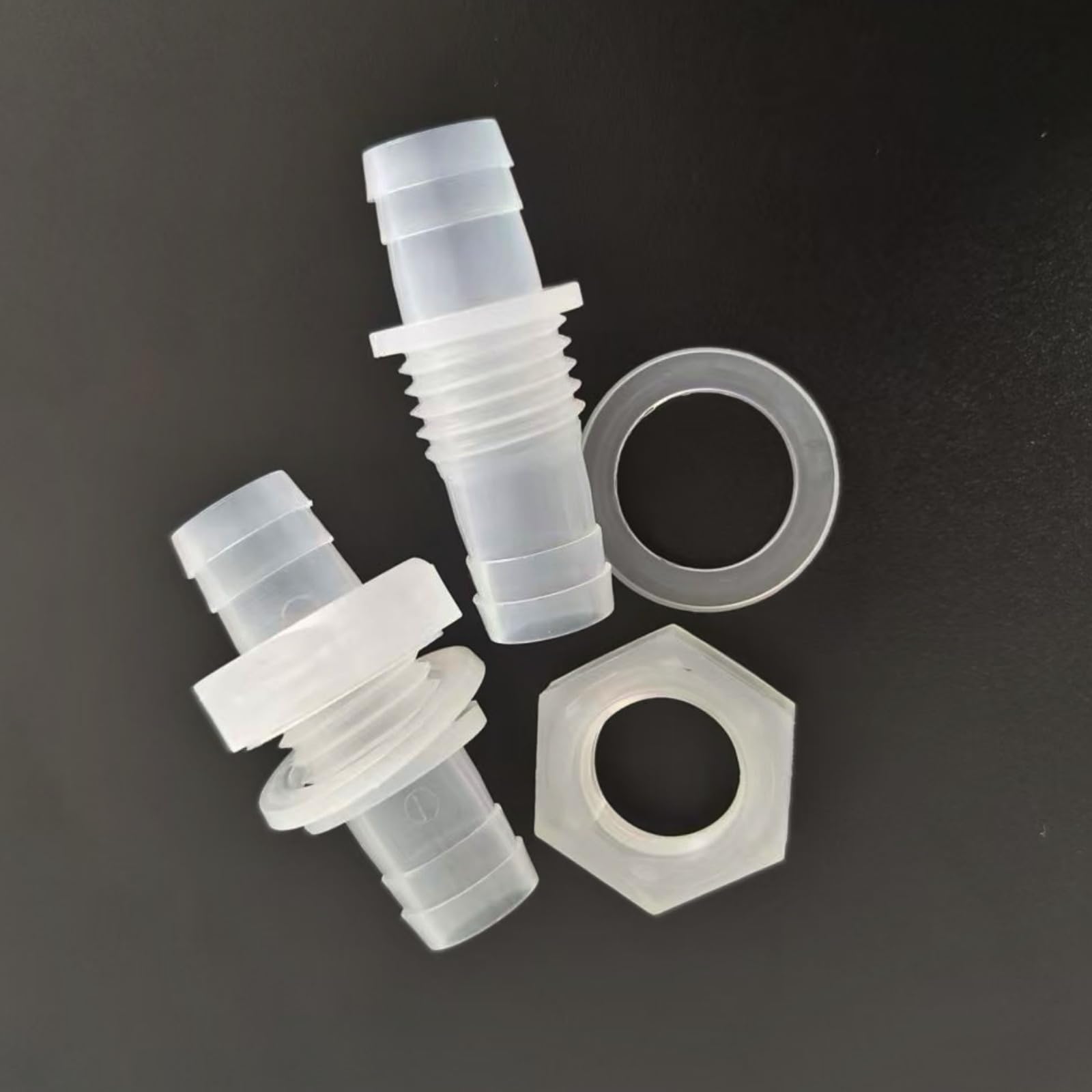 Equal Thru-Bulk Bulkhead Fitting - 25PCS Hose Barb Connectors with Male Threaded Pipe Nut(12.7mm 1/2inch M16 Coarse)