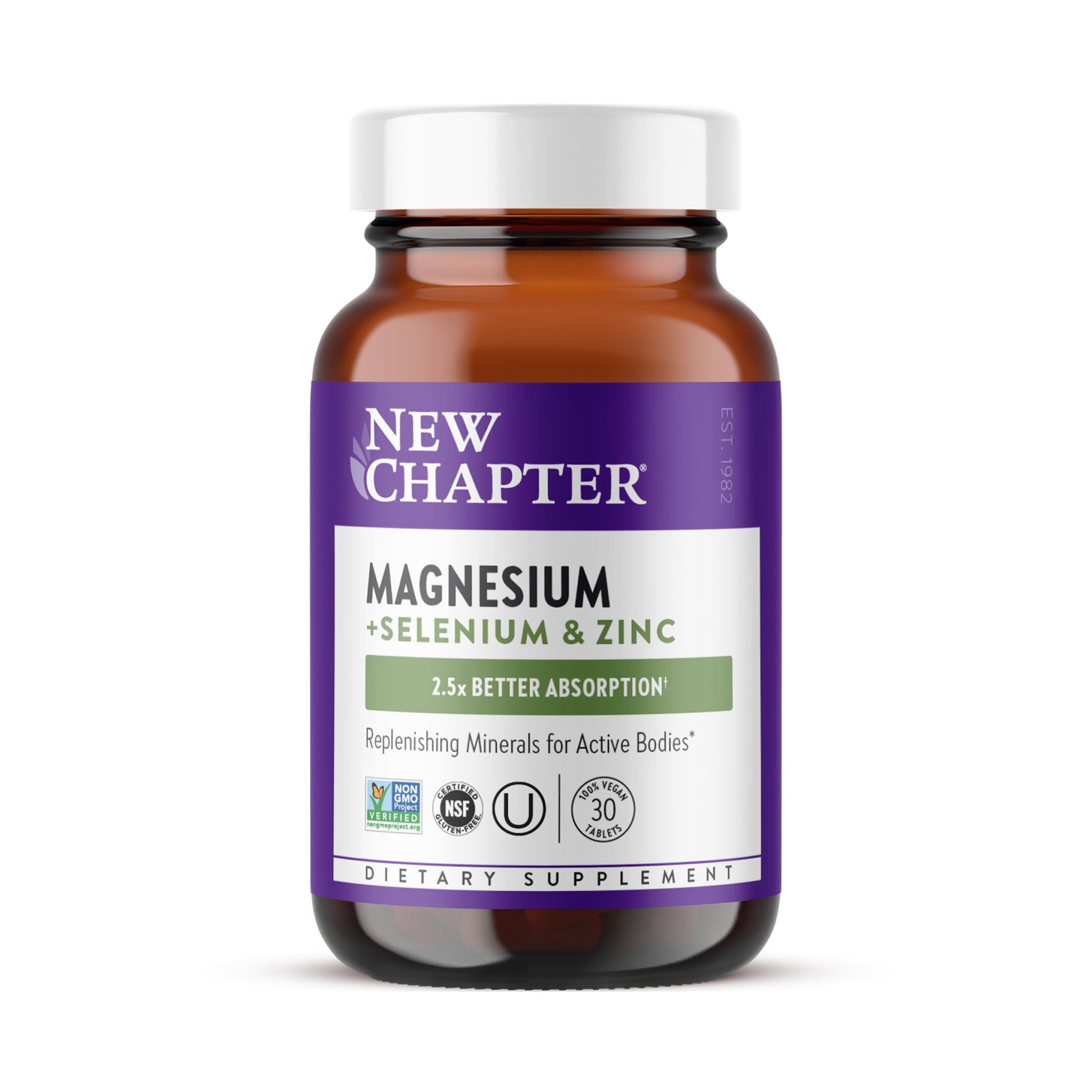 New Chapter Magnesium Glycinate, Selenium & Zinc Supplement, 30 Tablets 30 Count (Pack of 1)