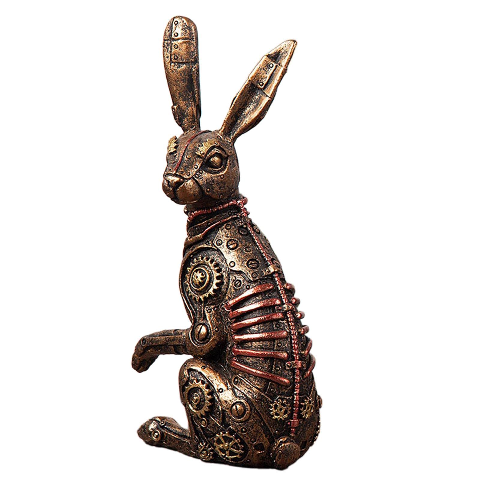 Amazon.co.jp: スチームパンクウサギの像彫刻動物グッズバニー樹脂置物
