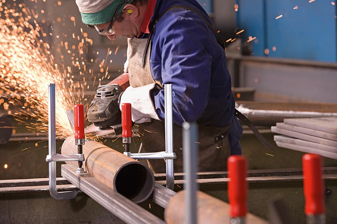 BESSEY All-steel screw clamp GZ60, span width 600 mm, projection 120 mm, greater stability, clamp for precise fixing, interchangeable pressure plate, weight 2.47 kg