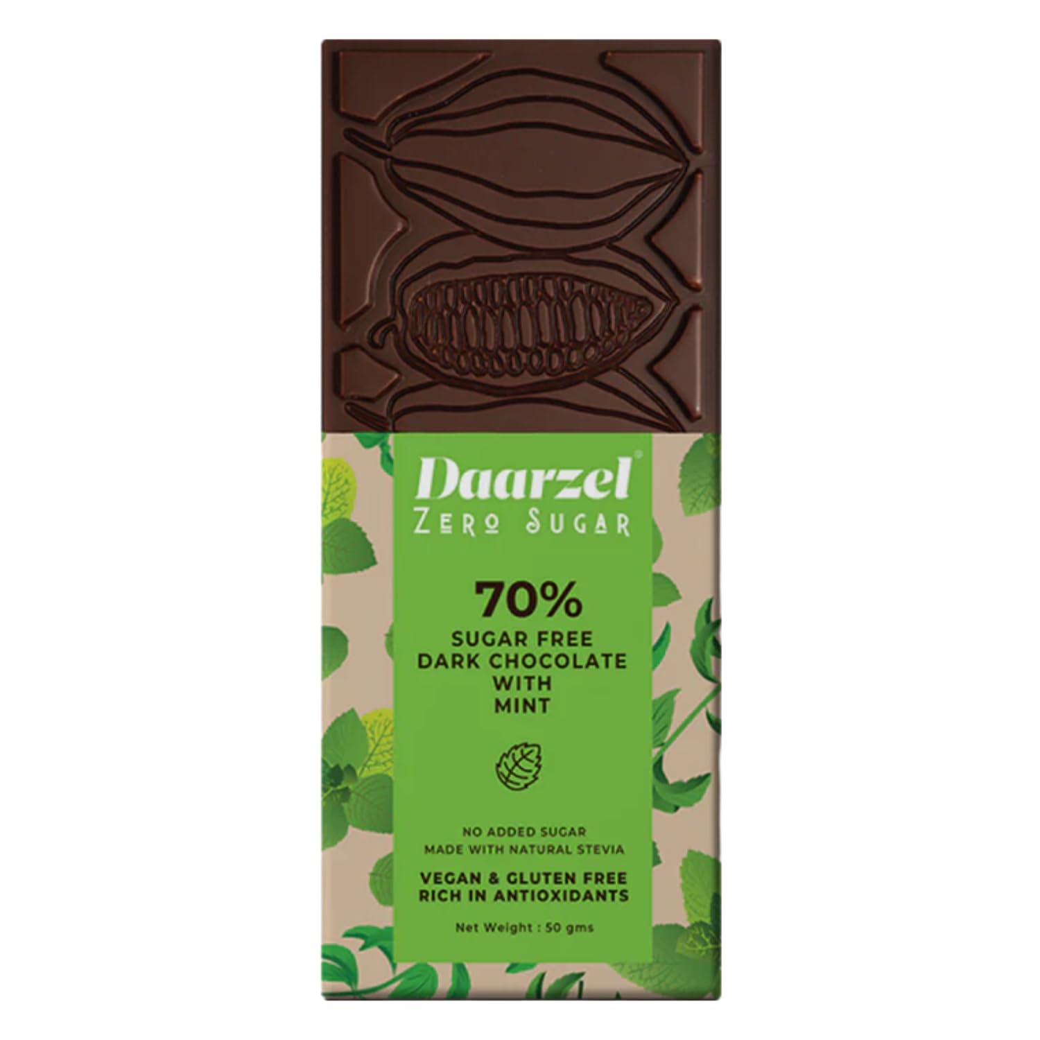 AMBRIONA Daarzel Dark Chocolate Sugar Free 70% Cocoa With Mint Bar Gluten Free Vegan 100% Natural|Sweeten With Stevia|Diabetes Friendly| Daarzel Zero Sugar|50 Gm| Sugarfree (B08K4BF8MG) Amazon Price History, Amazon Price Tracker