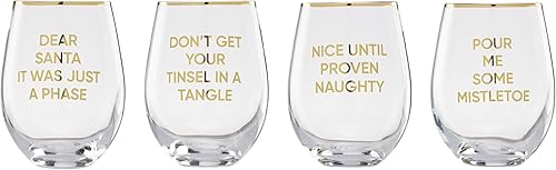 Cambridge Hidratación de Barware, copas de vino sin tallo, querido Santa