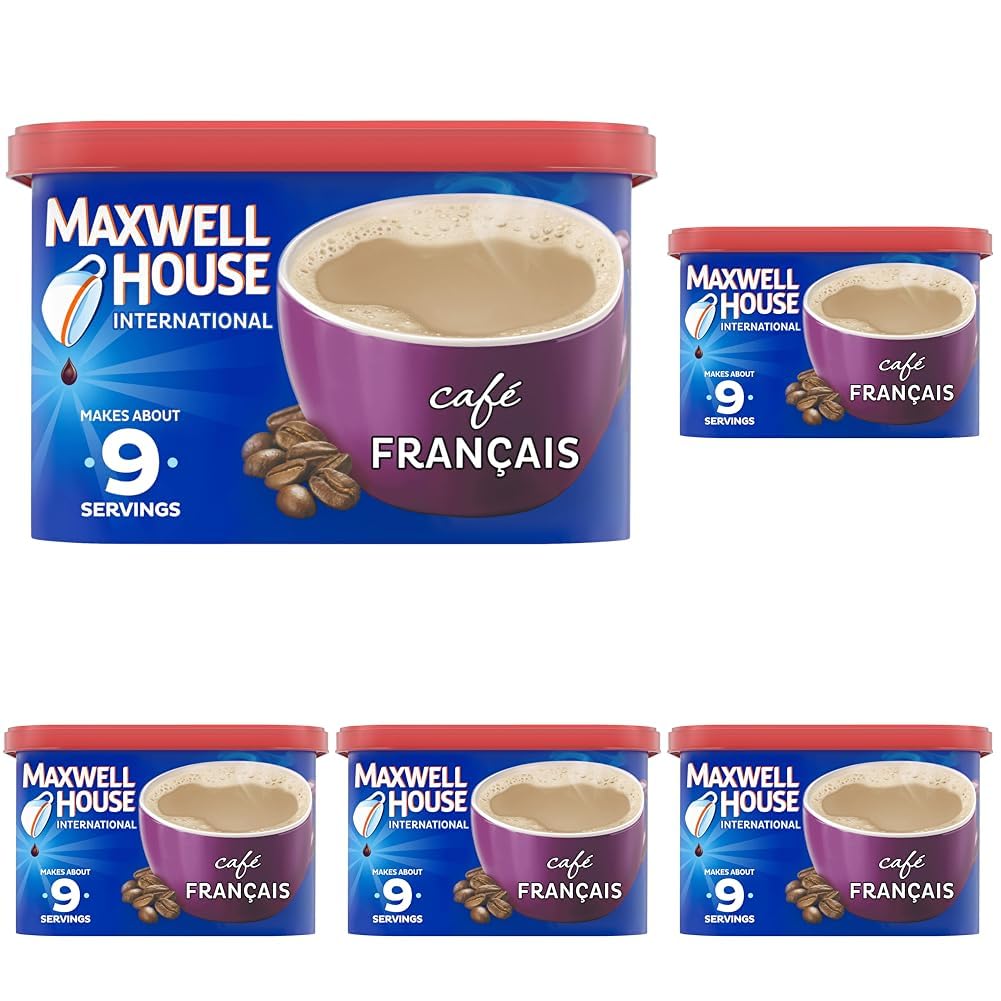 Maxwell House International Cafe Flavored Instant Coffee, Cafe Francais, 7.6 Ounce Canister (Pack of 5)