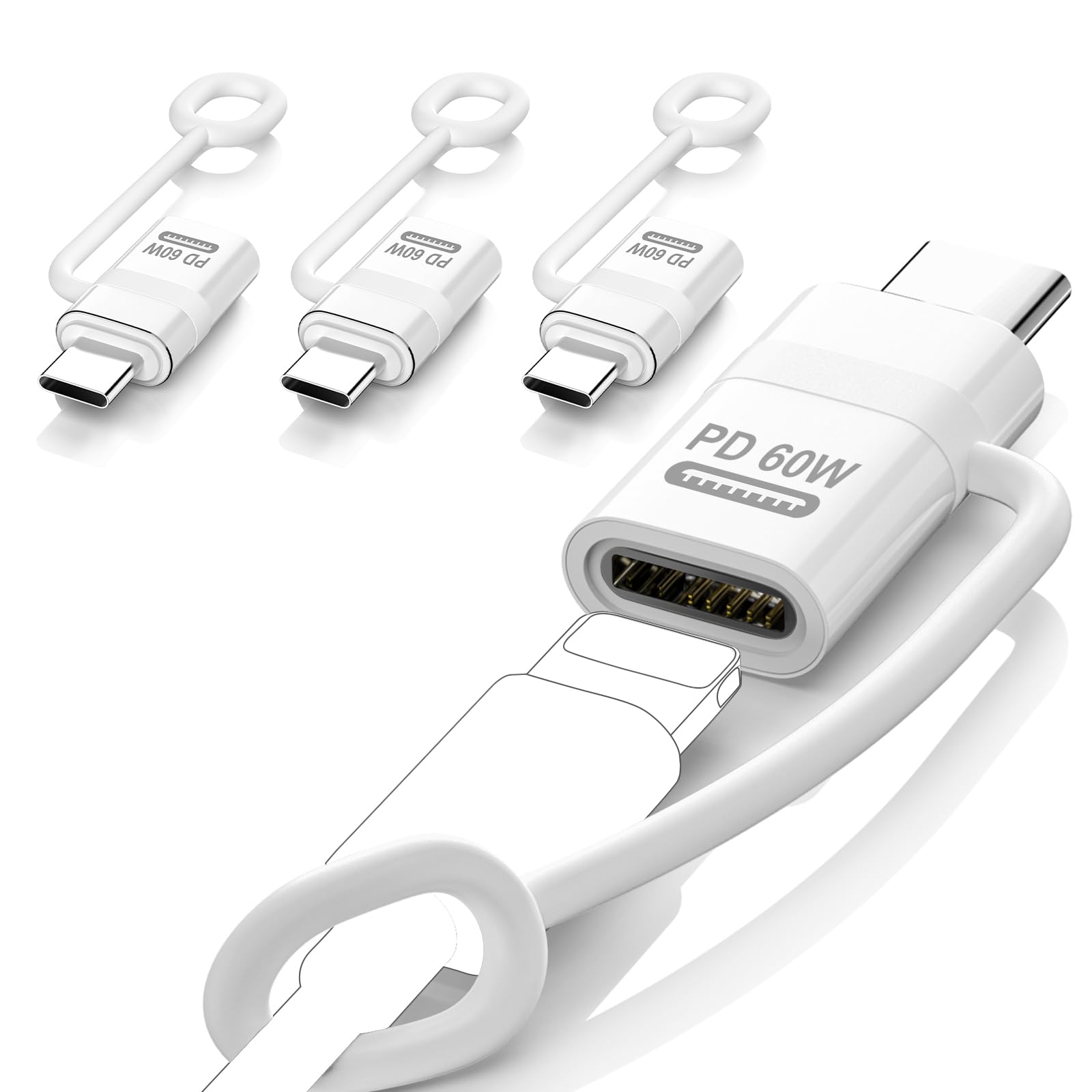 【4枚セット 】MoKo ライトニングからTypeC 変換用 アダプター 60W…