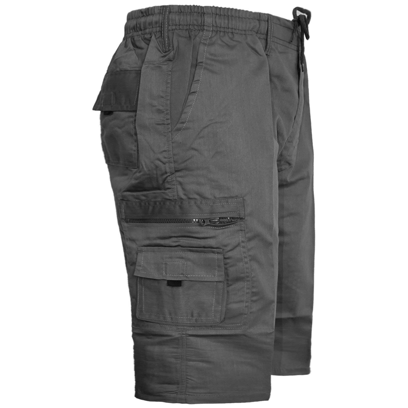 Applar Men's Charcoal Grey (Amir) Cargo Combat Plain Shorts Summer Cotton Beach Shorts Pockets Long Sz 30-44[,Xxxxxxl]