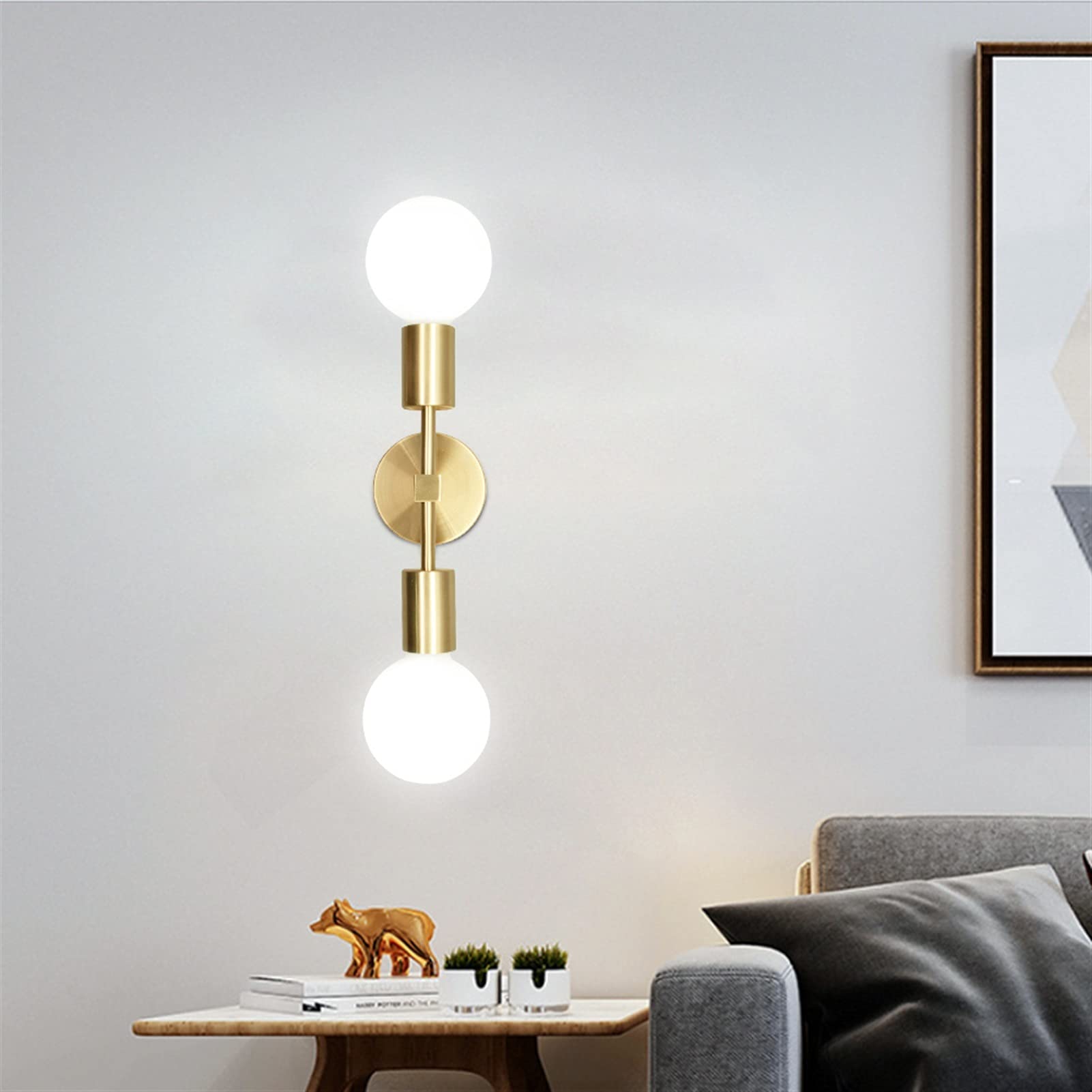 Applique murale laiton doré double éclairage blanc chaud 2700k