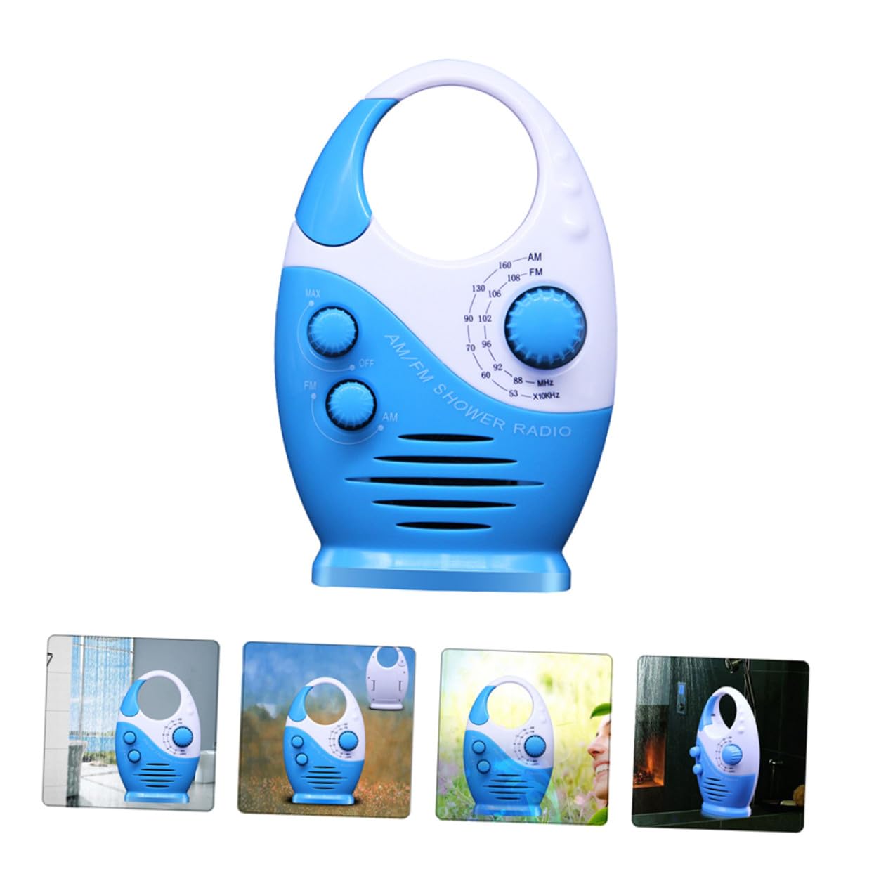 Toddmomy Radio Portátil Am/FM para Baño y Vacaciones, Mini Radio Azul Material Abs y Alta Relación Señal-Ruido para Uso en Ducha