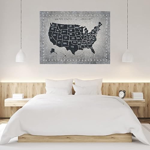 Miniatura 5 de Fine Art Canvas Impresión en lienzo de mapa de Estados Unidos por el artista James Wiens para sala de estar, dormitorio, baño, cocina, oficina, bar,