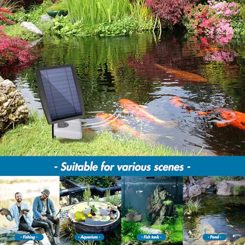 Solar Sauerstoffpumpe, 2.5 W 6V SolarTeichbelüfter, 3 Arbeitsmodi SolarSauerstoff pumpe mit 2200mAh Akku, Leise Einstellbar Aquarium Luftpumpe Sauerstoffpumpe für Teich Gartenteich Angeln im Freien