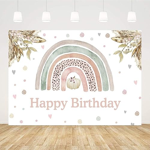 Miniatura 2 de Sendy Telón de fondo bohemio de cumpleaños de arcoíris de 7 x 5 pies para niñas, fondo de fotografía de cumpleaños, decoración de fiesta de feliz
