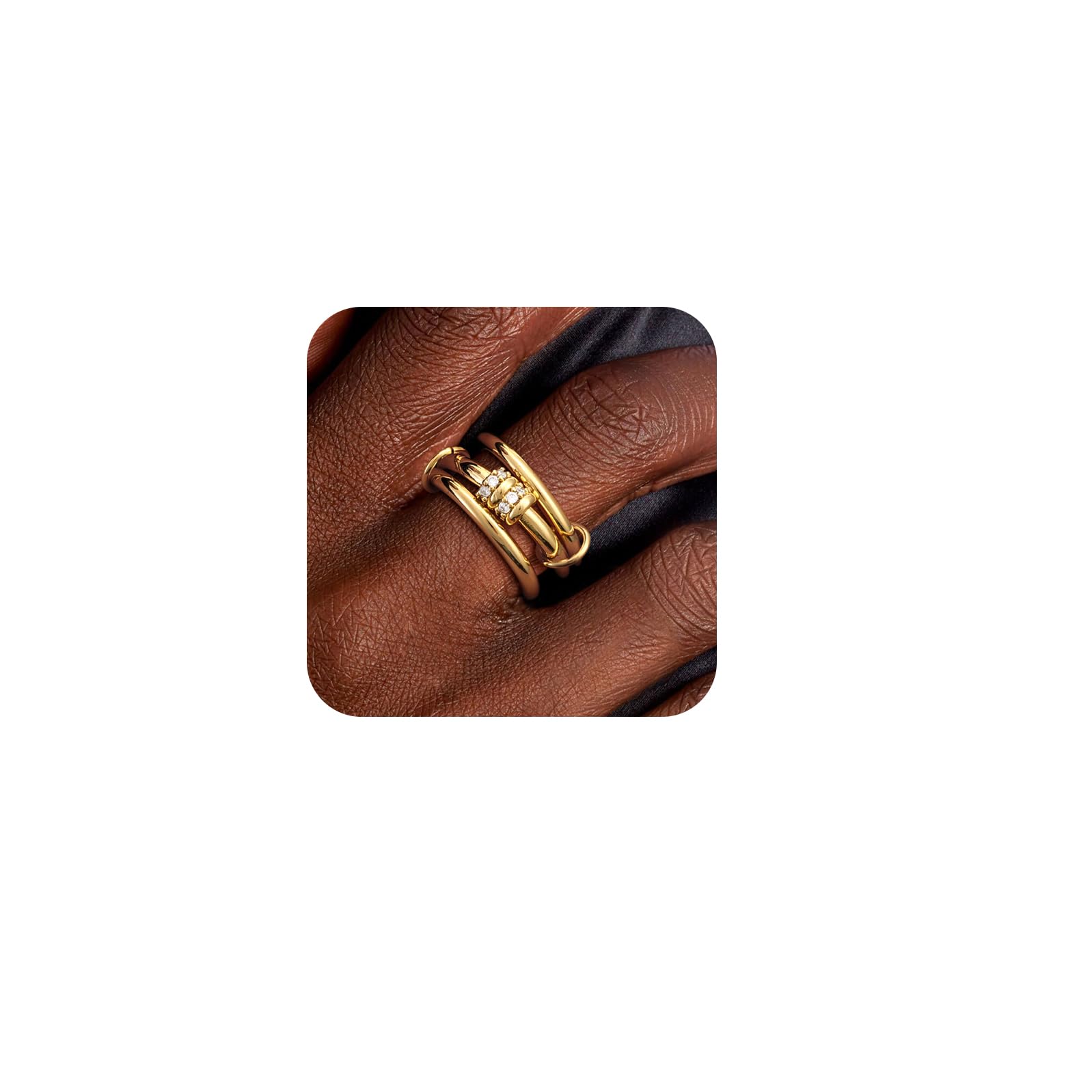 Stapelbare Goldringe für Damen, Statement-Ringe mit 18 Karat vergoldetem Zirkonia, Nicht anlaufendes Ringset, zierliche Goldringe für Damen, Trendige, modische klobige Stapelringe