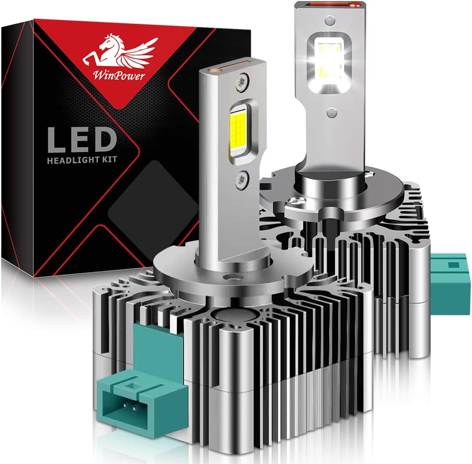 WinPower D3S D3R LED Headlight Bulb, 35W 6000K Cool White High Low Beam Conversion Kit Xenon HID Replacement Light, 2PCS