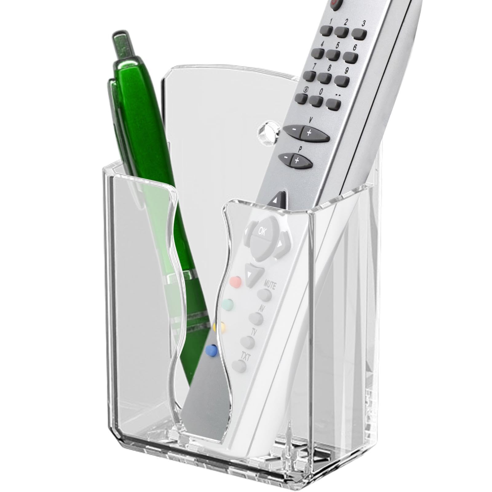 Povanjer Support de télécommande mural,Support de télécommande mural | Plateau mural télécommandé translucide chic - Support mural pour téléphone sans perceuse, accessoires de rangement, étagère