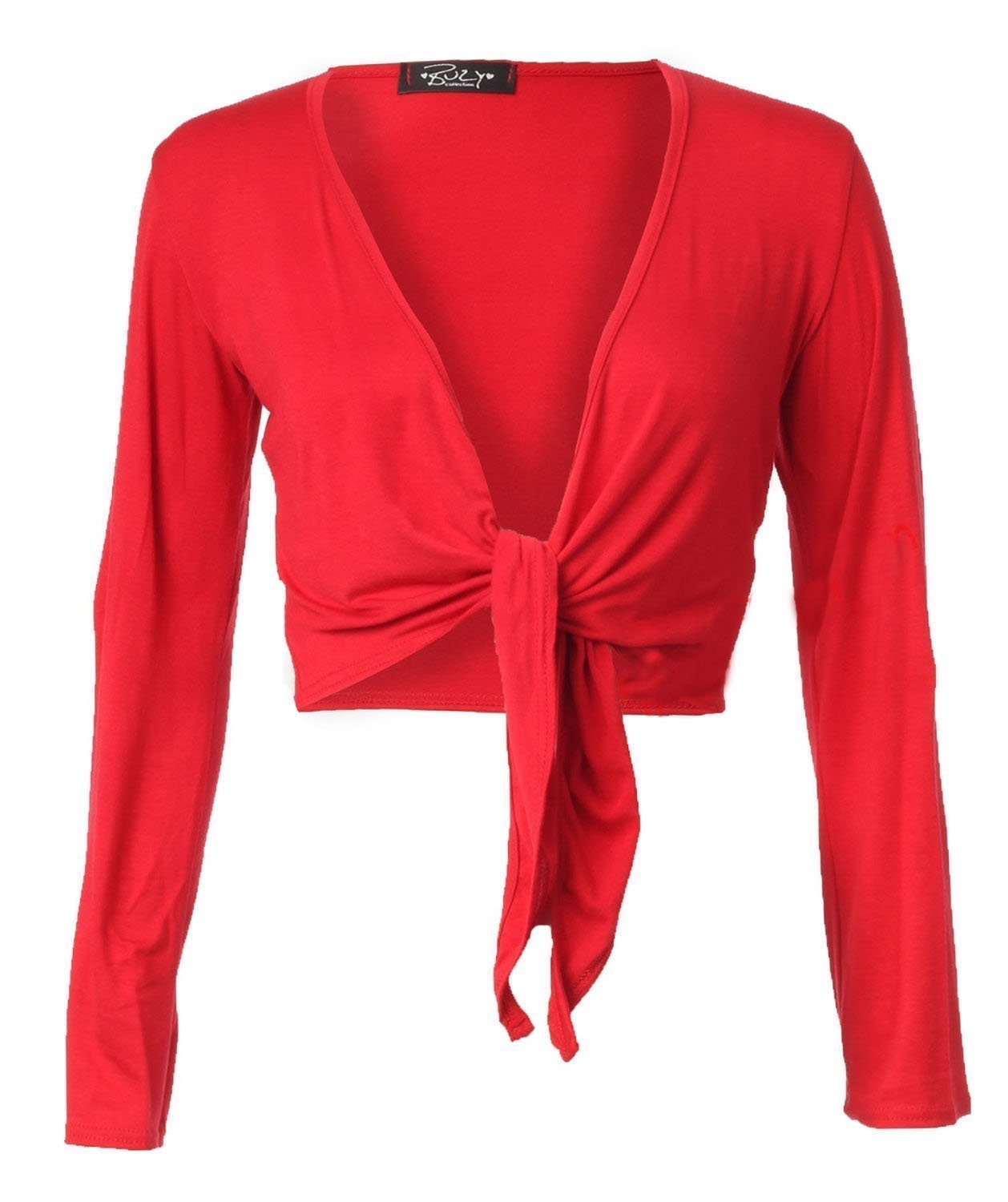 Bolero de manga larga rojo para mujer que estiliza vestidos y tops 2