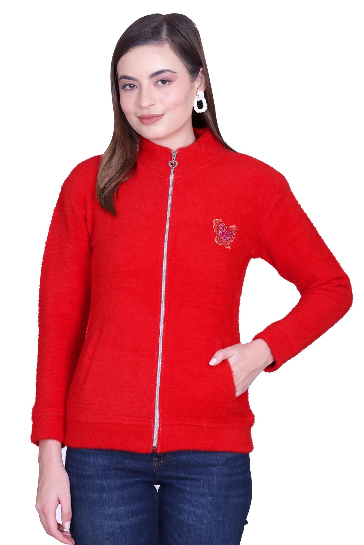 pyro spirit Women’s Full Sleeve Soft Knit Zipper Front Pullover with Pocket for Winter Wear-picture-39
