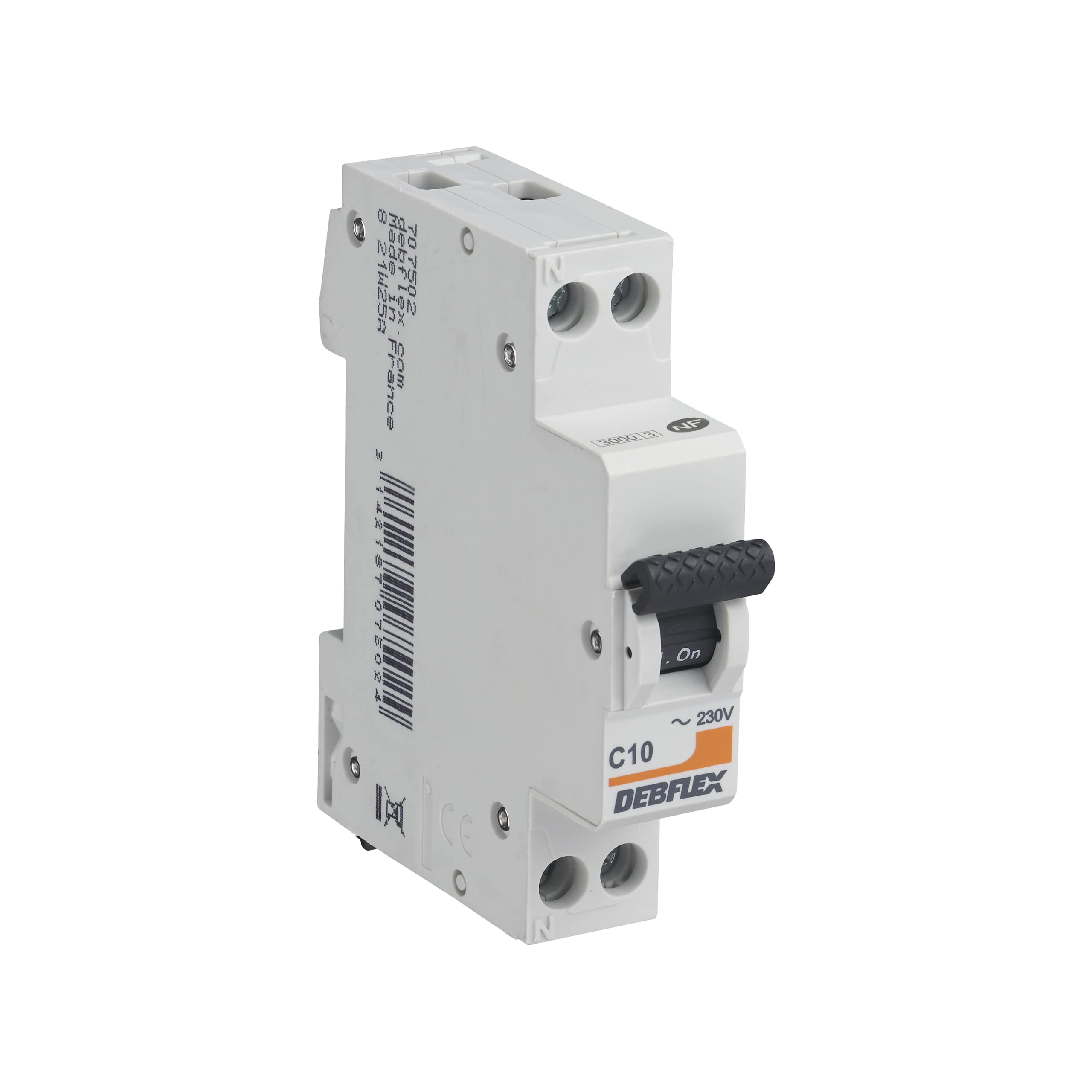 DEBFLEX - Disyuntor 10A Fase + Neutro 3KA - Módulo Cortocircuitos - Certificado NF - Instalación en Cuadro Eléctrico - Gris