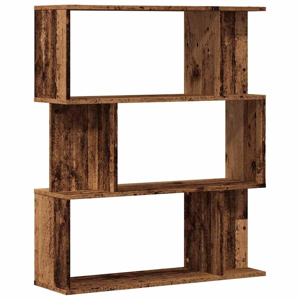Libreria a 3 Ripiani in Truciolato 80x24x96 cm Legno Antico | Scaffale autoportante compatto a tre livelli per organizzare libri ed accessori in soggiorno, studio o camera da letto.