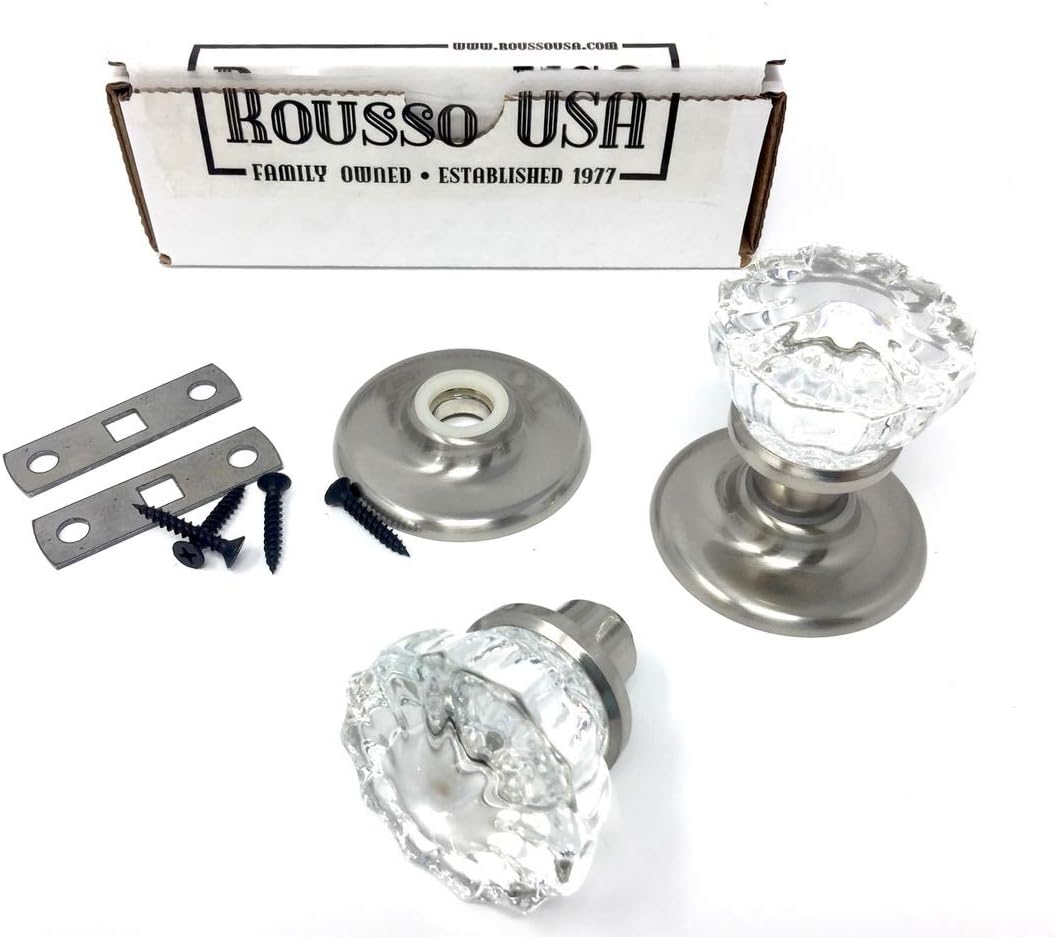 Rousso's Reproduction Dummy Glass Knobs 8219-BN8 for French Doors