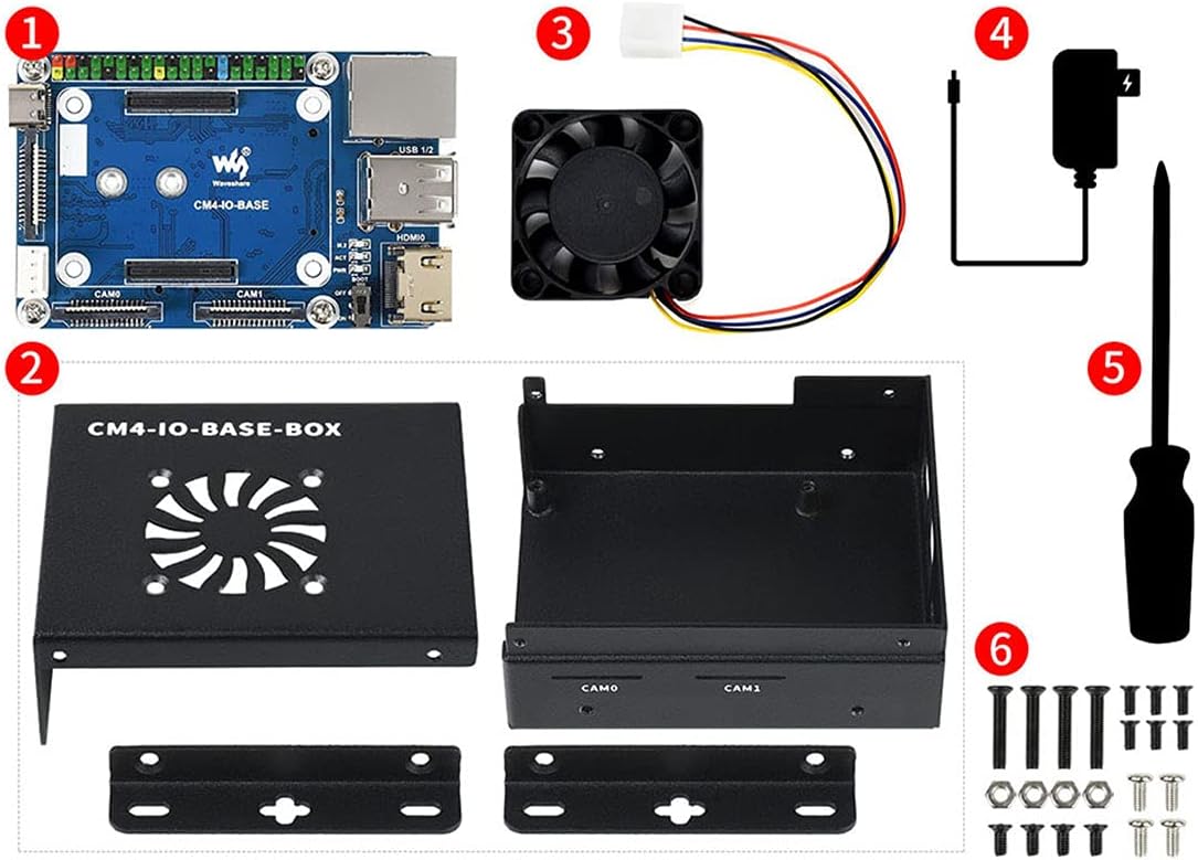 Mini-Computer Based On Pi Compute Module 4 (CM4 NOT Included), Mini IO Board Full Version,Cooling Fan Inside, Metal Case Cov