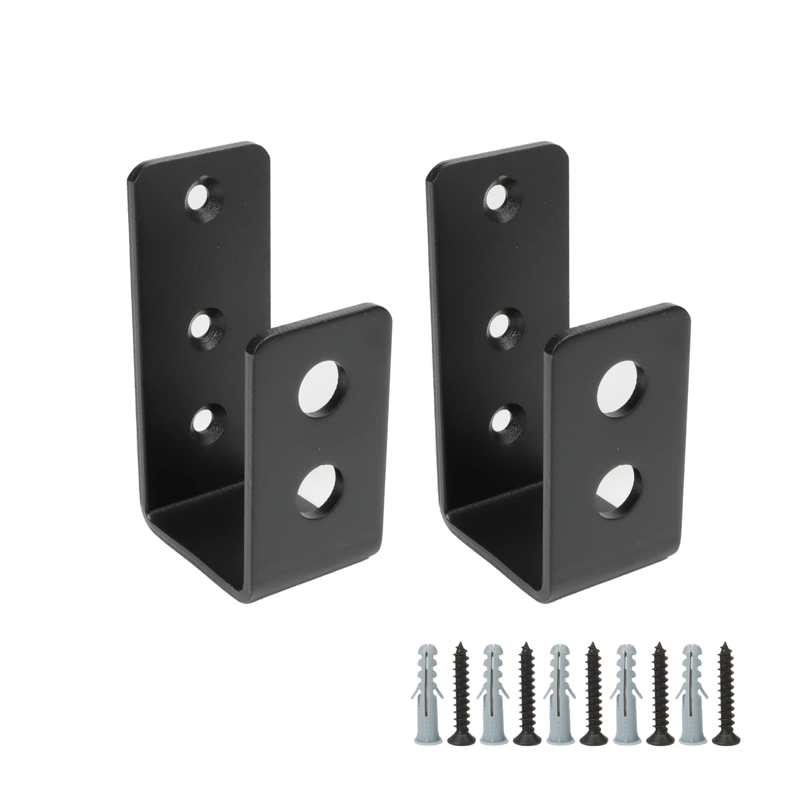 Hotwin Door Barricade Brackets, Drop Open Bar Holder Steel U Bracket for Home, Barn, Shed, Garage, Gate, Pack of 2