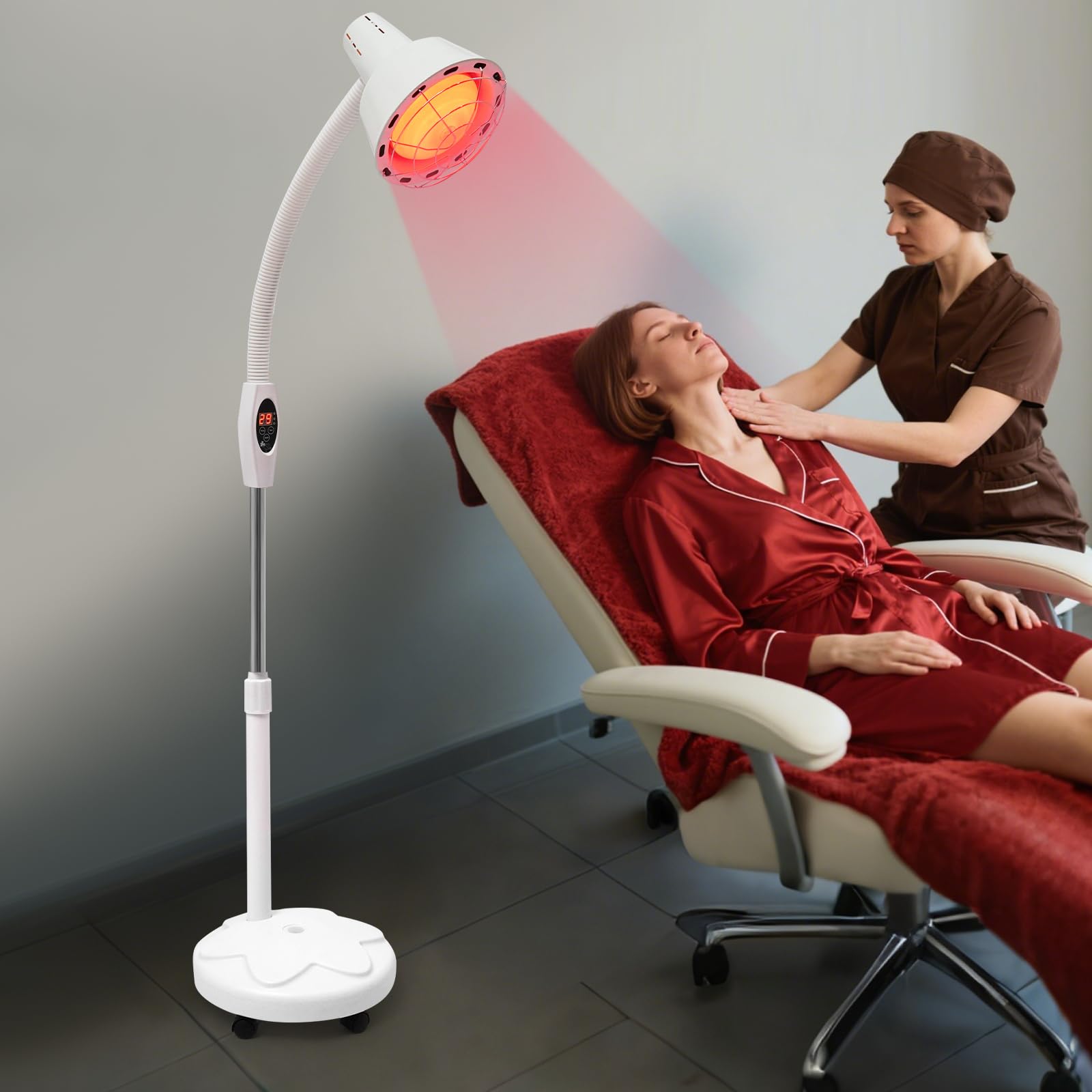 Infrarot-Wärmelampe｜360° drehbar & Höhenverstellbar｜Fernbedienung + 5-60 Min Timer｜32~239℉ Muskelentspannung/Schmerzlinderung｜Therapie-Lampe für Hautpflege & Gelenk‌