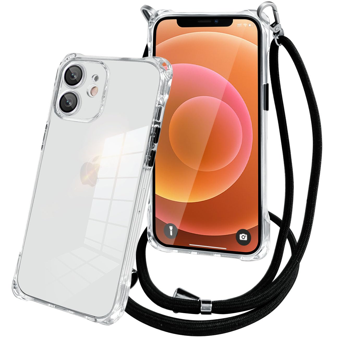Amazon.co.jp: KEHUALLE iPhone 12 ケース クリア ショルダースマホ 