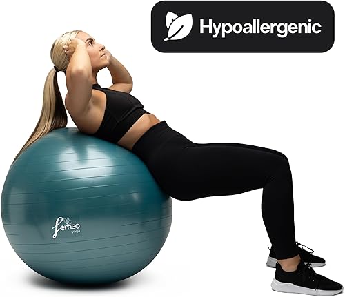Miniatura 2 de Femeo Pelota de yoga para ejercicio, estabilidad, pilates y parto  Libro de 100 páginas  Más de 50 ejercicios de entrenamiento  Anti estallido