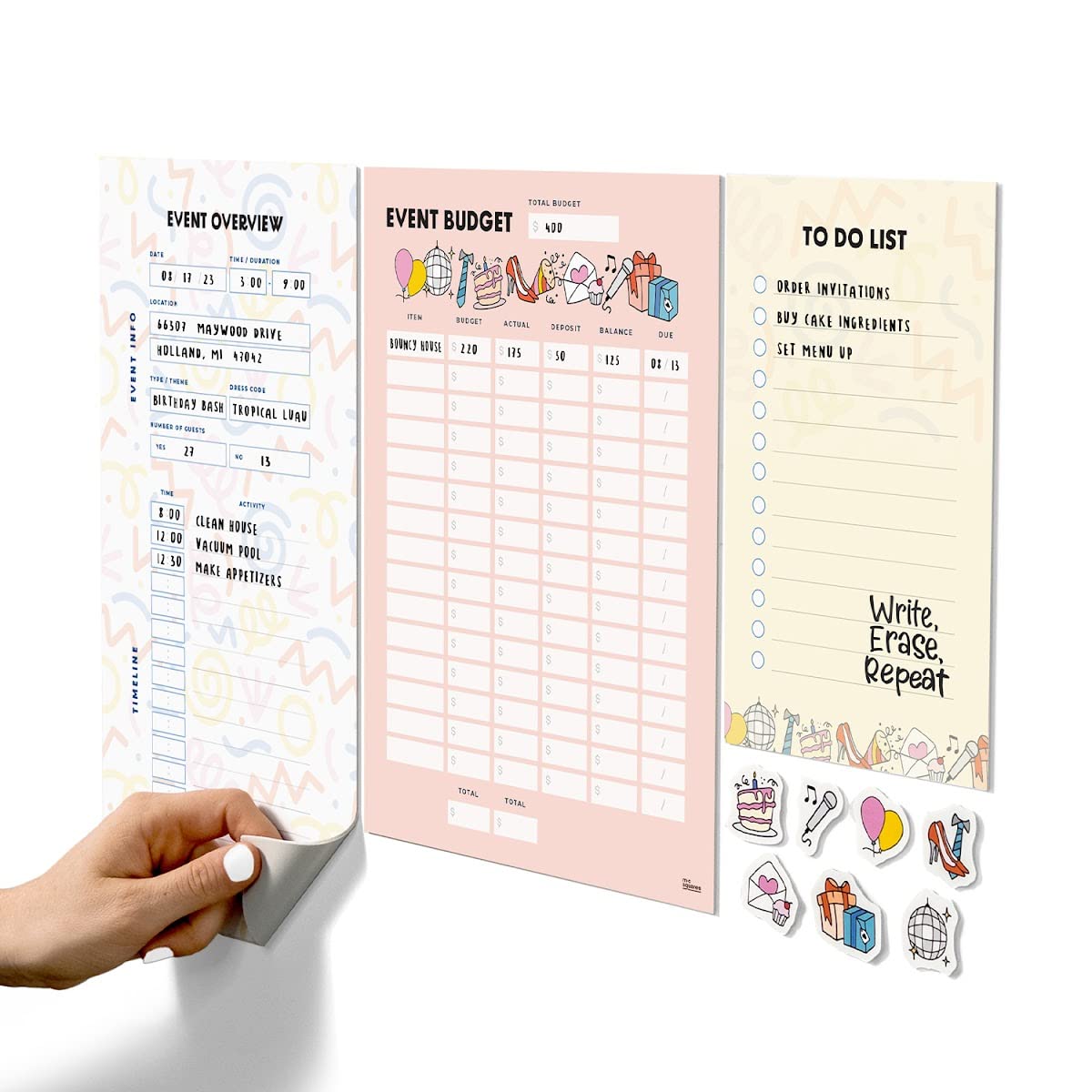 Amazon.com : Event and Budget Planning Bundle | Reusable Dry Erase Calendar  and Agenda with Smudge-Free Tackie Marker | Clings to Stainless Steel &  Glass | USA Made by M.C. Squares : Office Products