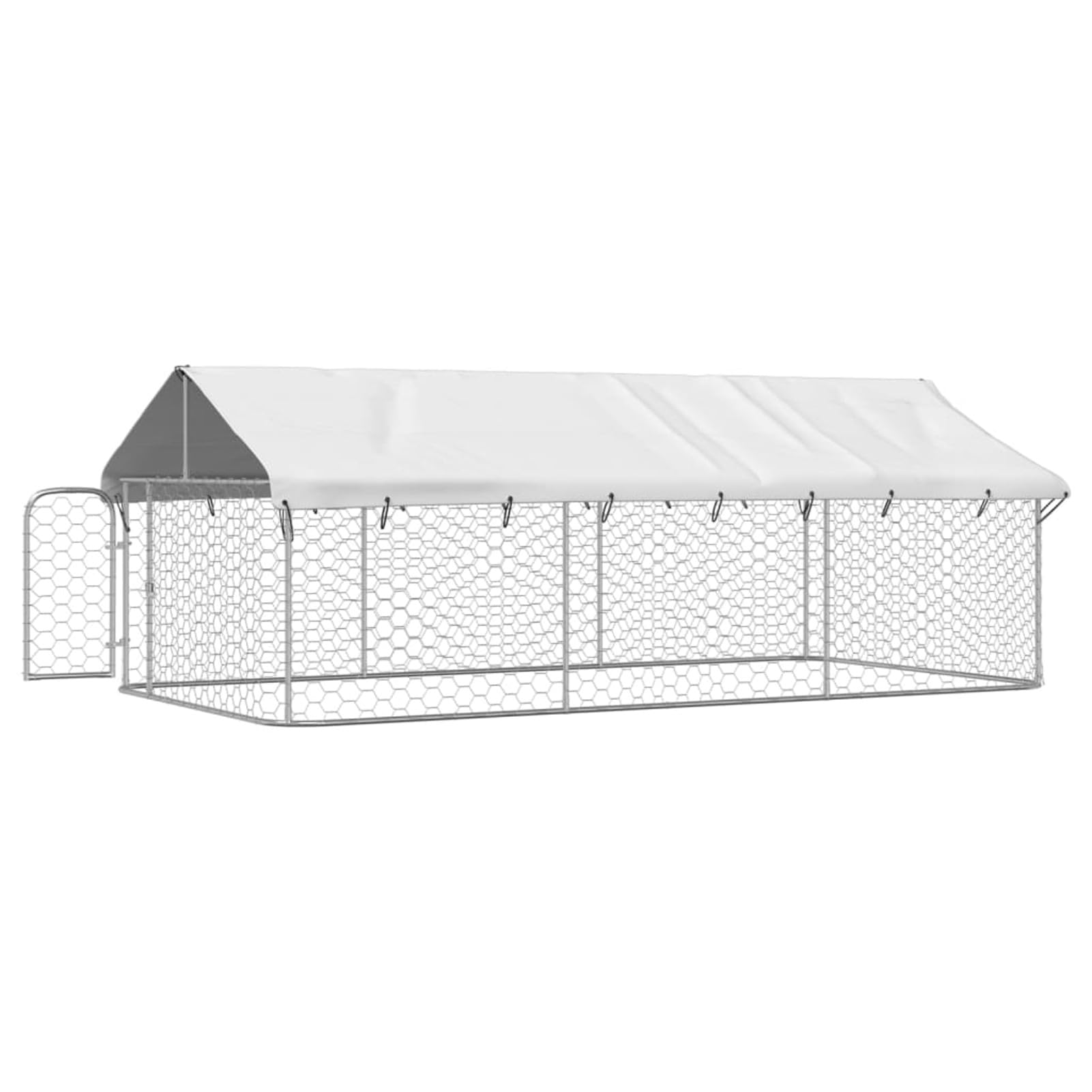 Gabbia e Recinto per Cani con Tetto Esterno, Box Canile 400x200x150 cm