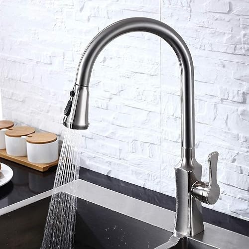 Miniatura 2 de Grifos de cocina grúa dorada cepillada para mezclador de agua de cocina, grifo mezclador de fregadero negro